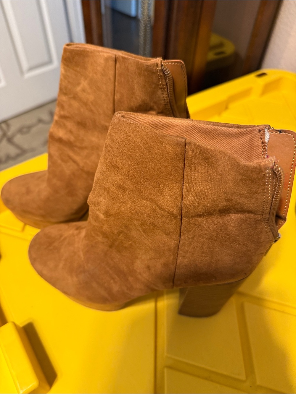 Steve Madden Chestnut Suede Ankle Booties with Block Heel
